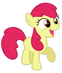 Size: 5146x6038 | Tagged: safe, artist:estories, edit, editor:slayerbvc, character:apple bloom, species:earth pony, species:pony, absurd resolution, accessory-less edit, cute, female, filly, missing accessory, open mouth, simple background, smiling, solo, transparent background, vector, vector edit