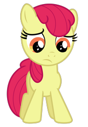Size: 4016x5782 | Tagged: safe, artist:estories, edit, editor:slayerbvc, character:apple bloom, species:earth pony, species:pony, accessory-less edit, female, filly, looking down, missing accessory, simple background, solo, transparent background, vector, vector edit