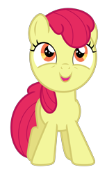 Size: 3793x6162 | Tagged: safe, artist:estories, edit, editor:slayerbvc, character:apple bloom, species:earth pony, species:pony, accessory-less edit, cute, female, filly, missing accessory, open mouth, simple background, solo, transparent background, vector, vector edit