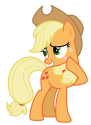 Size: 5087x7000 | Tagged: safe, artist:estories, character:applejack, species:pony, absurd resolution, blushing, clothing, cute, female, hat, jackabetes, simple background, solo, transparent background, vector