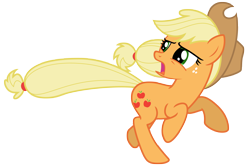 Size: 9703x6475 | Tagged: safe, artist:estories, character:applejack, species:pony, absurd resolution, clothing, female, hat, running, simple background, solo, transparent background, vector