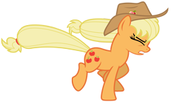 Size: 9162x5462 | Tagged: safe, artist:estories, character:applejack, species:pony, absurd resolution, clothing, female, hat, mare, running, simple background, solo, transparent background, vector