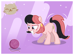 Size: 6000x4469 | Tagged: safe, artist:estories, oc, oc:allie, species:earth pony, species:pony, absurd resolution, behaving like a cat, female, imminent pounce, mare, solo, yarn, yarn ball