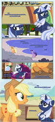 Size: 1919x4225 | Tagged: safe, artist:estories, character:applejack, character:twilight sparkle, character:twilight sparkle (alicorn), oc, oc:holly, oc:silverlay, species:alicorn, species:earth pony, species:pony, species:unicorn, comic:a(pple)ffection, applejack's hat, clothing, comic, cowboy hat, crying, hat, show accurate, train, vector