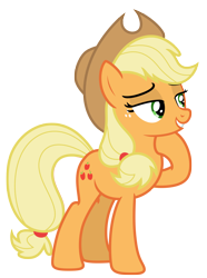 Size: 5198x7000 | Tagged: safe, artist:estories, character:applejack, species:earth pony, species:pony, absurd resolution, clothing, cowboy hat, female, freckles, hat, lidded eyes, mare, raised hoof, simple background, stetson, transparent background, vector