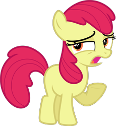 Size: 4477x4870 | Tagged: safe, artist:estories, edit, editor:slayerbvc, character:apple bloom, species:earth pony, species:pony, accessory-less edit, female, filly, missing accessory, raised hoof, simple background, solo, transparent background, vector, vector edit