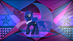 Size: 7680x4320 | Tagged: safe, artist:estories, artist:laszlvfx, edit, character:princess luna, species:alicorn, species:pony, g4, female, folded wings, looking up, smiling, solo, wallpaper, wallpaper edit, wings