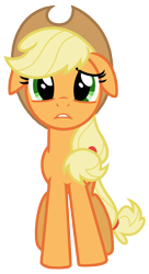 Size: 3400x6244 | Tagged: safe, artist:estories, character:applejack, species:earth pony, species:pony, g4, absurd resolution, clothing, cute, female, floppy ears, hat, jackabetes, sad, sadorable, simple background, solo, transparent background, vector