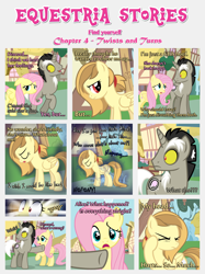 Size: 1800x2409 | Tagged: safe, artist:estories, character:discord, character:fluttershy, oc, oc:alice goldenfeather, comic:find yourself, comic, pony discord, semi-grimdark series