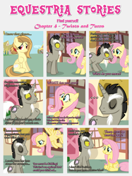 Size: 1800x2409 | Tagged: safe, artist:estories, character:discord, character:fluttershy, oc, oc:alice goldenfeather, comic:find yourself, comic, pony discord, semi-grimdark series, solo
