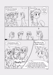 Size: 3551x5002 | Tagged: safe, artist:silfoe, character:princess celestia, character:princess luna, oc, oc:golden vellum, species:earth pony, species:pony, species:unicorn, comic:ascension, comic, earth pony celestia, earth pony luna, female, grayscale, grimdark series, grotesque series, male, mare, monochrome, origin story, race swap, stallion, younger