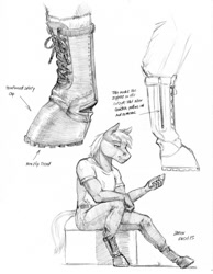 Size: 950x1224 | Tagged: safe, artist:baron engel, character:big mcintosh, species:anthro, species:unguligrade anthro, boots, boots on hooves, clothing, diagram, grayscale, male, monochrome, pencil drawing, shoes, solo, traditional art