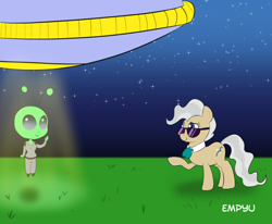 Size: 1000x823 | Tagged: safe, artist:empyu, character:mayor mare, alien, ufo