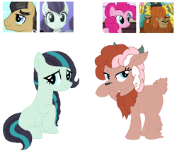 Size: 624x541 | Tagged: safe, artist:machikochan, artist:selenaede, character:coloratura, character:filthy rich, character:pinkie pie, character:prince rutherford, oc, parent:coloratura, parent:filthy rich, parent:pinkie pie, parent:prince rutherford, parents:pinkieford, unnamed oc, species:yak, commission, hybrid, interspecies offspring, offspring, yakony