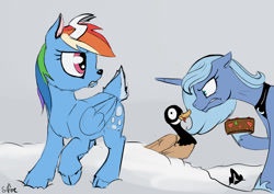 Size: 1280x905 | Tagged: safe, artist:silfoe, character:princess luna, character:rainbow dash, species:deer, species:pony, species:reindeer, royal sketchbook, spoiler:comic, spoiler:comicholiday2015, angry, animal, blep, canada goose, cloven hooves, deerified, frown, fruitcake, glare, goose, gritted teeth, hoof hold, horns, raised hoof, reindeer dash, reindeerified, s1 luna, smiling, species swap, tongue out