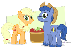 Size: 1125x750 | Tagged: safe, artist:dm29, character:applejack, character:leadwing, accessory swap, andy price, applestare, duo, glasses, simple background, transparent background