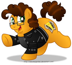 Size: 1024x927 | Tagged: safe, artist:aleximusprime, character:cheese sandwich, species:earth pony, species:pony, bhm, clothing, fat, fat (song), glasses, jacket, male, simple background, solo, song reference, transparent background, voice actor joke, weird al yankovic