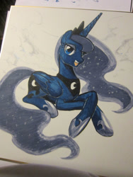 Size: 1000x1333 | Tagged: safe, artist:johnjoseco, character:princess luna, female, prone, solo, traditional art