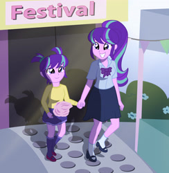 Size: 4015x4114 | Tagged: safe, artist:sumin6301, character:starlight glimmer, parent:starlight glimmer, my little pony:equestria girls, absurd resolution, adopted offspring, cotton candy, double the glimmer, glimmerdoption, heartwarming, mama starlight, mother and daughter, self adoption, self paradox, this will end in timeline distortion, time paradox, younger