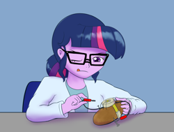 Size: 1000x755 | Tagged: safe, artist:empyu, character:twilight sparkle, character:twilight sparkle (scitwi), species:eqg human, my little pony:equestria girls, crossover, female, food, glados, portal (valve), potato, potato battery, solo