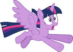Size: 4891x3480 | Tagged: safe, artist:cloudyglow, character:twilight sparkle, character:twilight sparkle (alicorn), species:alicorn, species:pony, episode:princess twilight sparkle, g4, my little pony: friendship is magic, .ai available, female, flying, mare, open mouth, simple background, solo, transparent background, vector, wide eyes
