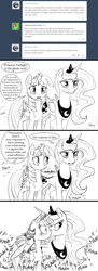 Size: 1280x3525 | Tagged: safe, artist:silfoe, character:princess luna, character:twilight sparkle, character:twilight sparkle (alicorn), species:alicorn, species:pony, royal sketchbook, ship:twiluna, angry kissing, annoyed, blushing, comic, female, glare, grayscale, kissing, lesbian, mare, middle feather, middle finger, monochrome, scrunchy face, shipping, surprise kiss, unamused, vulgar, wing gesture, wing hands