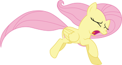 Size: 6318x3389 | Tagged: safe, artist:cloudyglow, character:fluttershy, .ai available, absurd resolution, eyes closed, female, running, simple background, solo, transparent background, vector