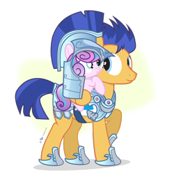 Size: 1000x1000 | Tagged: safe, artist:dm29, character:flash sentry, character:princess flurry heart, armor, commission, crystal guard, crystal guard armor, cute, diasentres, duo, equestria's best uncle, flurrybetes, julian yeo is trying to murder us, papa flash, ponies riding ponies, riding, simple background, transparent background, uncle and niece, uncle flash