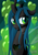 Size: 1447x2047 | Tagged: safe, artist:mysticalpha, character:queen chrysalis, species:changeling, female, heartless, literal, looking at you, smiling, solo