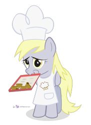 Size: 1000x1375 | Tagged: safe, artist:dm29, character:derpy hooves, species:pegasus, species:pony, apron, chef's hat, clothing, female, hat, mare, muffin, sad, simple background, solo, transparent background