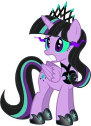 Size: 2882x3951 | Tagged: safe, artist:cloudyglow, character:twilight sparkle, character:twilight sparkle (alicorn), species:alicorn, species:pony, corrupted, female, folded wings, mare, simple background, solo, sombra eyes, transparent background, twivine sparkle, vector