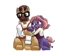 Size: 1280x1060 | Tagged: safe, artist:pabbley, character:bundt cake, character:vino veritas, episode:spice up your life, g4, my little pony: friendship is magic, bundttura, cuddling, cute, female, male, massimo bottura, shipping, snuggling, straight