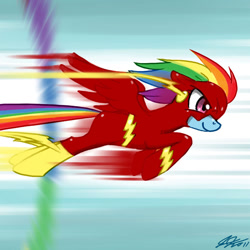 Size: 900x900 | Tagged: safe, artist:johnjoseco, character:rainbow dash, species:pegasus, species:pony, g4, cosplay, crossover, female, mare, photoshop, solo, the flash