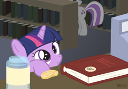 Size: 1120x780 | Tagged: safe, artist:dm29, character:twilight sparkle, character:twilight velvet, species:pony, species:unicorn, bits, book, book store, cute, duo, female, filly, filly twilight sparkle, hnnng, julian yeo is trying to murder us, library, mare, mother and daughter, smiling, twiabetes, twily, weapons-grade cute, younger