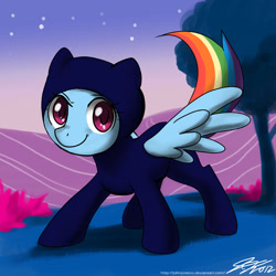 Size: 800x800 | Tagged: safe, artist:johnjoseco, character:rainbow dash, species:pegasus, species:pony, episode:read it and weep, g4, my little pony: friendship is magic, catsuit, cute, dashabetes, female, mare, night, scene interpretation, smiling, solo