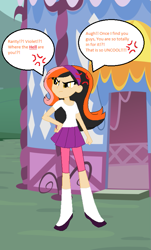 Size: 491x811 | Tagged: safe, artist:obeliskgirljohanny, artist:selenaede, base used, oc, oc only, oc:marmalade meringue, species:human, my little pony:equestria girls, angry, clothing, cosplay, costume, grojband, solo, trina riffin, vulgar