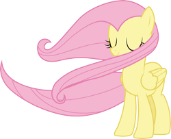 Size: 3728x3026 | Tagged: safe, artist:cloudyglow, character:fluttershy, episode:flutter brutter, g4, my little pony: friendship is magic, .ai available, eyes closed, female, folded wings, simple background, solo, transparent background, vector, windswept hair, windswept mane