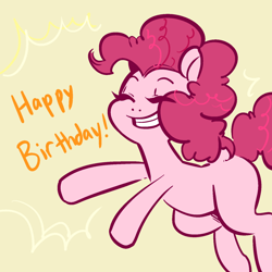 Size: 1280x1280 | Tagged: safe, artist:glacierclear, character:pinkie pie, female, happy, happy birthday, smiling, solo