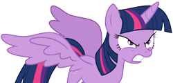 Size: 6246x3000 | Tagged: safe, artist:cloudyglow, character:twilight sparkle, character:twilight sparkle (alicorn), species:alicorn, species:pony, episode:twilight's kingdom, g4, my little pony: friendship is magic, .ai available, angry, female, mare, simple background, solo, spread wings, transparent background, vector, wings