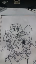 Size: 720x1280 | Tagged: safe, artist:atryl, character:fluttershy, species:anthro, belly button, female, solo, traditional art