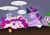 Size: 1280x890 | Tagged: safe, artist:silfoe, character:princess cadance, character:princess flurry heart, character:spike, character:twilight sparkle, character:twilight sparkle (alicorn), species:alicorn, species:dragon, species:pony, royal sketchbook, g4, bed mane, coffee, cute, flurrybetes, messy mane
