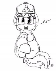 Size: 1280x1647 | Tagged: safe, artist:pabbley, oc, oc only, oc:rust yards, looking at you, monochrome, on back, open mouth, sketch, solo, underhoof