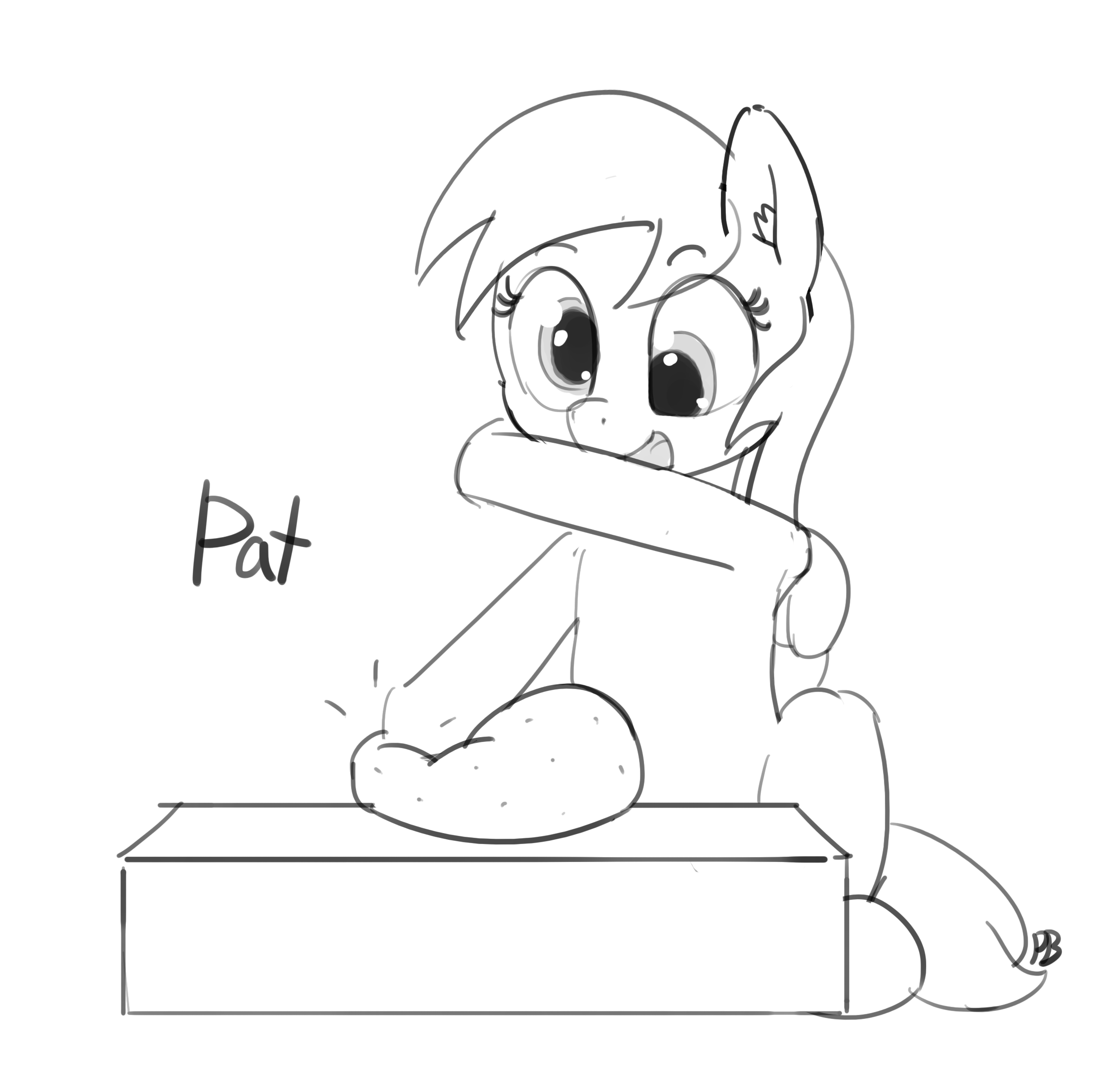 Size: 2369x2277 | Tagged: safe, artist:pabbley, character:derpy hooves, species:pegasus, species:pony, 30 minute art challenge, animated, dough, female, gif, kneading, mare, monochrome, solo