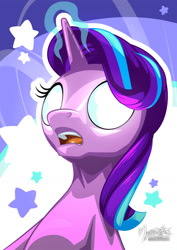 Size: 955x1351 | Tagged: safe, artist:mysticalpha, character:starlight glimmer, episode:every little thing she does, g4, my little pony: friendship is magic, female, glowing eyes, magic, open mouth, solo