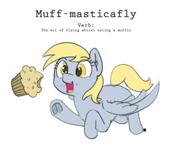 Size: 540x489 | Tagged: safe, artist:pabbley, character:derpy hooves, species:pegasus, species:pony, crumbs, cute, derpabetes, female, food, mare, muffin, solo, underhoof