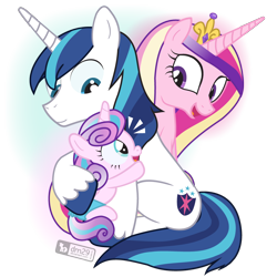 Size: 990x990 | Tagged: safe, artist:dm29, character:princess cadance, character:princess flurry heart, character:shining armor, species:alicorn, species:pony, cute, cutedance, family, father and daughter, female, flurrybetes, julian yeo is trying to murder us, male, mare, mother and daughter, open mouth, peekaboo, shining adorable, simple background, smiling, stallion, transparent background, trio