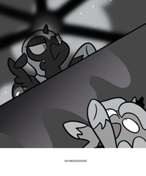Size: 666x800 | Tagged: safe, artist:egophiliac, character:nightmare moon, character:princess luna, moonstuck, dark woona, filly, food, grayscale, jam, magic, monochrome, nightmare woon, woona, woonoggles, younger
