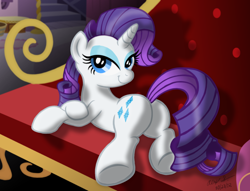 Size: 1280x979 | Tagged: safe, artist:aleximusprime, character:rarity, species:pony, species:unicorn, butt, fainting couch, female, looking at you, plot, solo