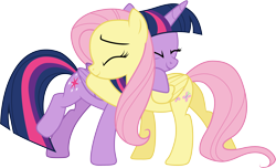 Size: 4929x3001 | Tagged: safe, artist:cloudyglow, character:fluttershy, character:twilight sparkle, character:twilight sparkle (alicorn), species:alicorn, species:pony, ship:twishy, episode:the hooffields and mccolts, g4, my little pony: friendship is magic, .ai available, absurd resolution, cute, duo, duo female, female, friendshipping, hug, simple background, transparent background, vector