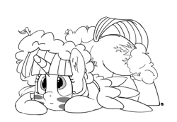 Size: 1280x882 | Tagged: safe, artist:pabbley, character:twilight sparkle, character:twilight sparkle (alicorn), species:alicorn, species:pony, camouflage, female, monochrome, simple background, sneaking, solo, white background